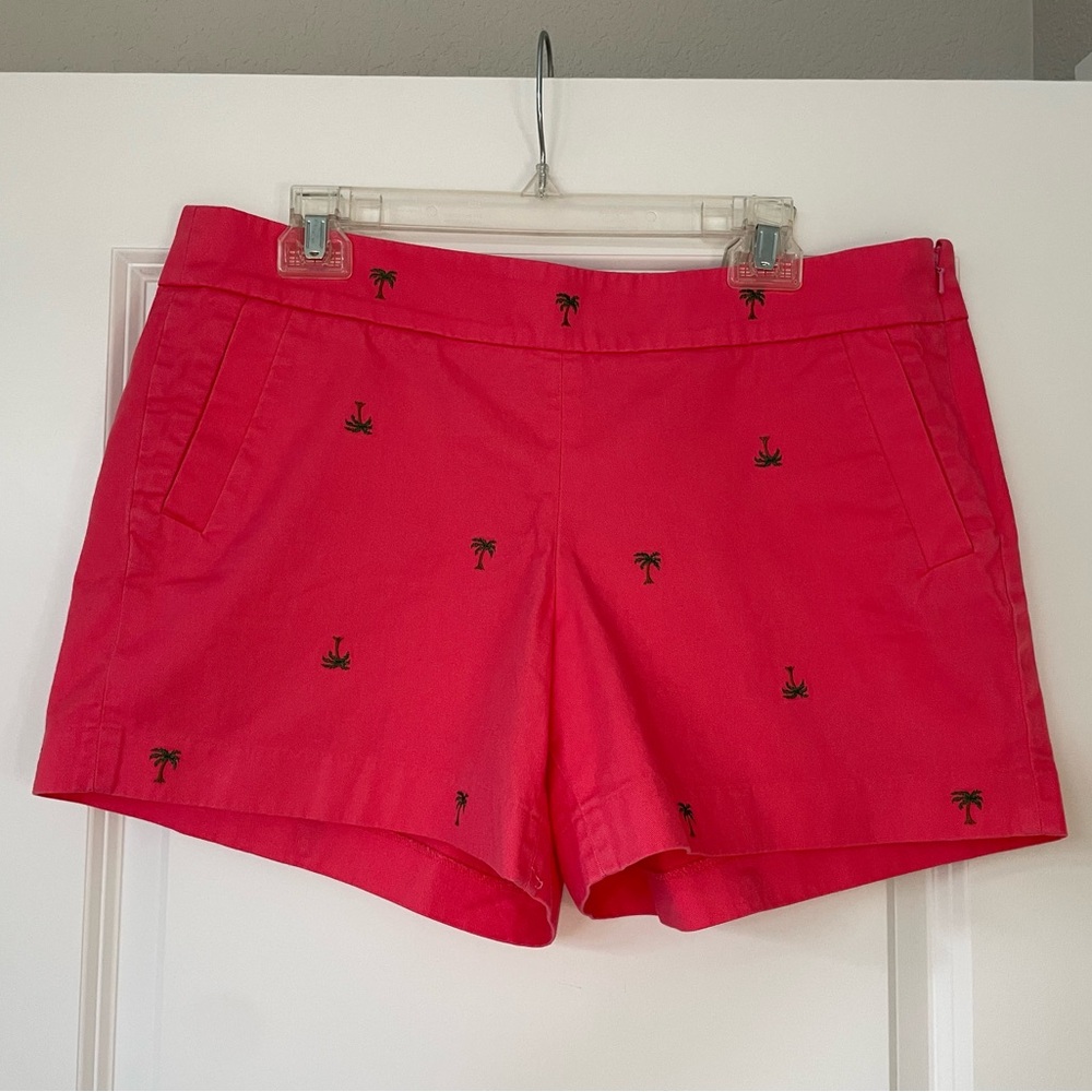 J. Crew Pink Bermuda Shorts with Palm Trees
